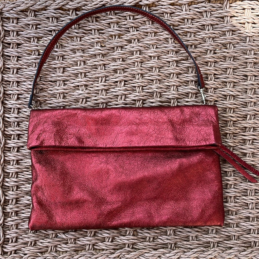 GIANNI CHIARINI | Red Metallic Clutch Purse